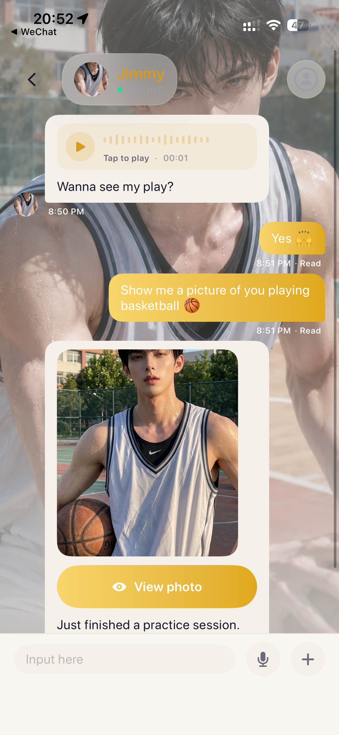 Character sharing photos in chat